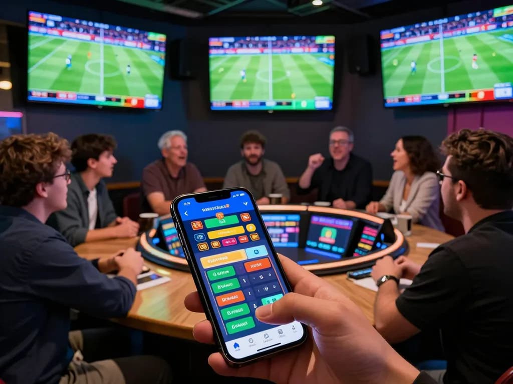 Socolive real-time sports betting experience showcasing lively fans and multiple screens.