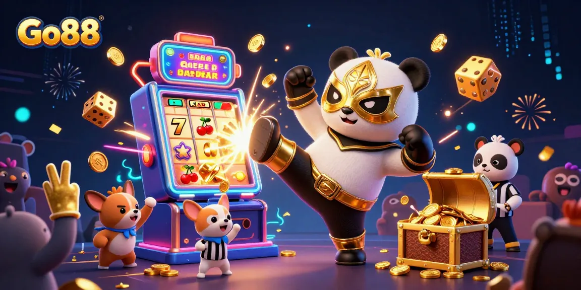 Play exciting games at Go88 with vibrant 3D characters and a thrilling jackpot scene illustrating casino fun.