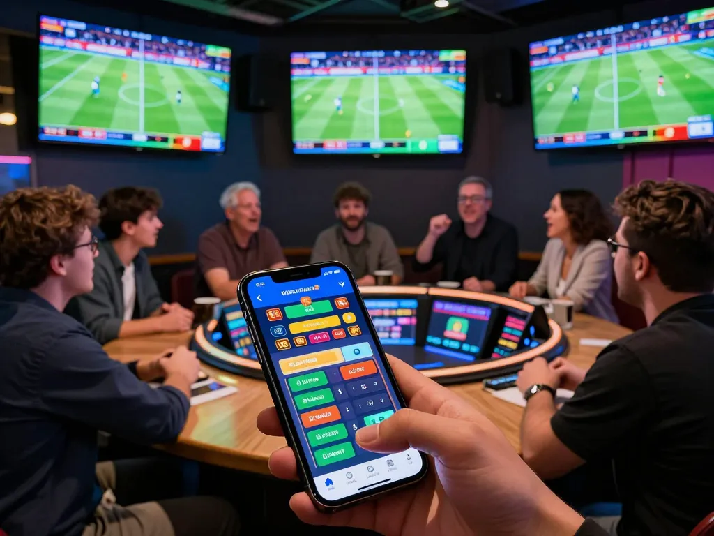 Socolive real-time sports betting experience showcasing lively fans and multiple screens.