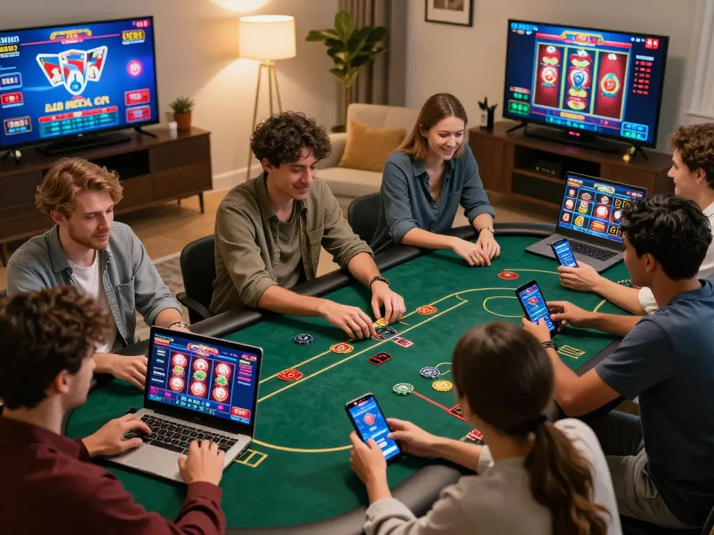 Players using Jun88 for online casino gaming, showcasing exciting gameplay on modern devices.