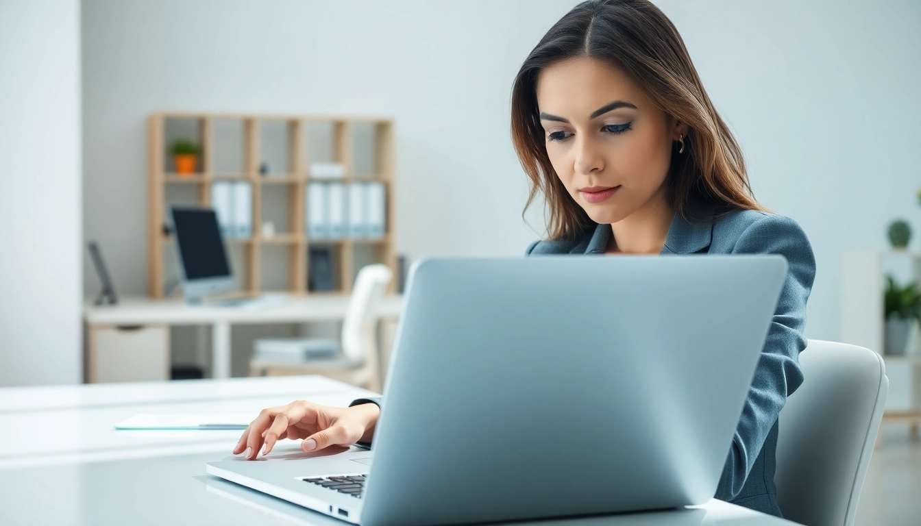 Complete the eta application uk with focus at a modern office desk.