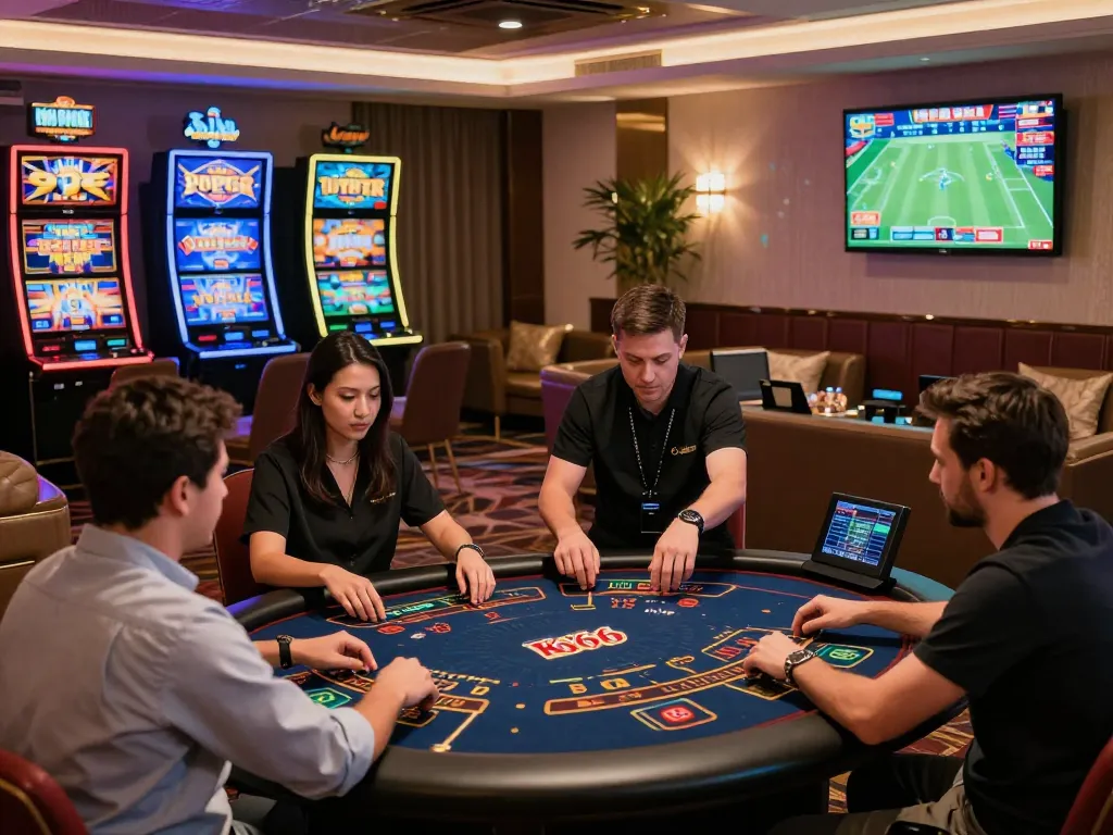 Players enjoying luxury online gambling at Ko666 with live dealers and vibrant games.