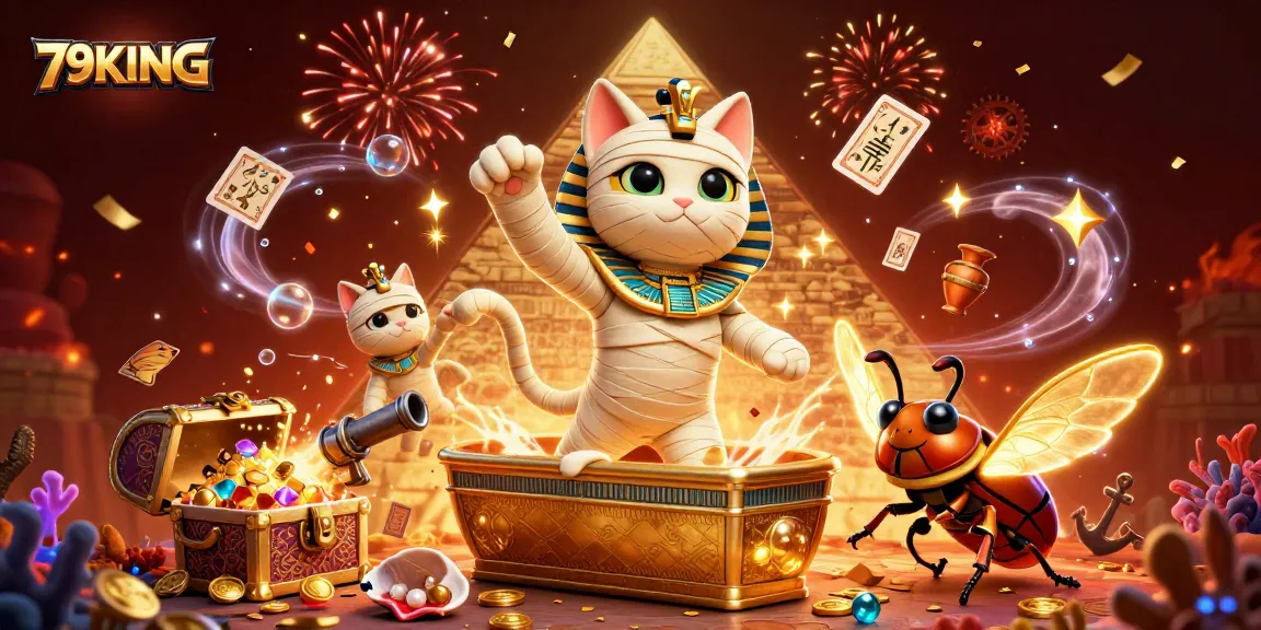 Join the excitement of 79KING with vibrant characters and casino-themed elements in a dynamic illustration.