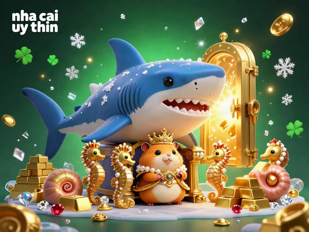 Experience the vibrant world of nha cai uy tin in this luxurious 3D casino scene filled with treasure and royal characters.