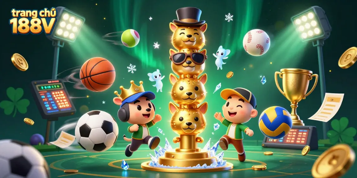 Experience vibrant action at trang chủ 188V with dynamic sports elements and a golden totem.