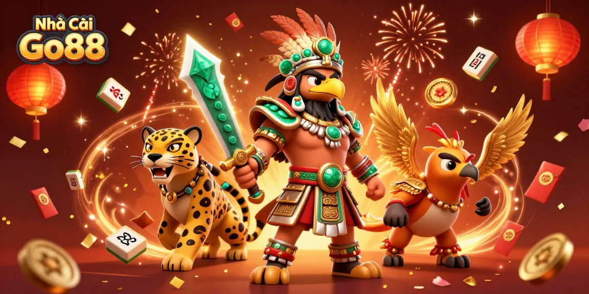 Experience thrilling games at Nhà Cái Go88 with vibrant characters and dynamic festive elements.