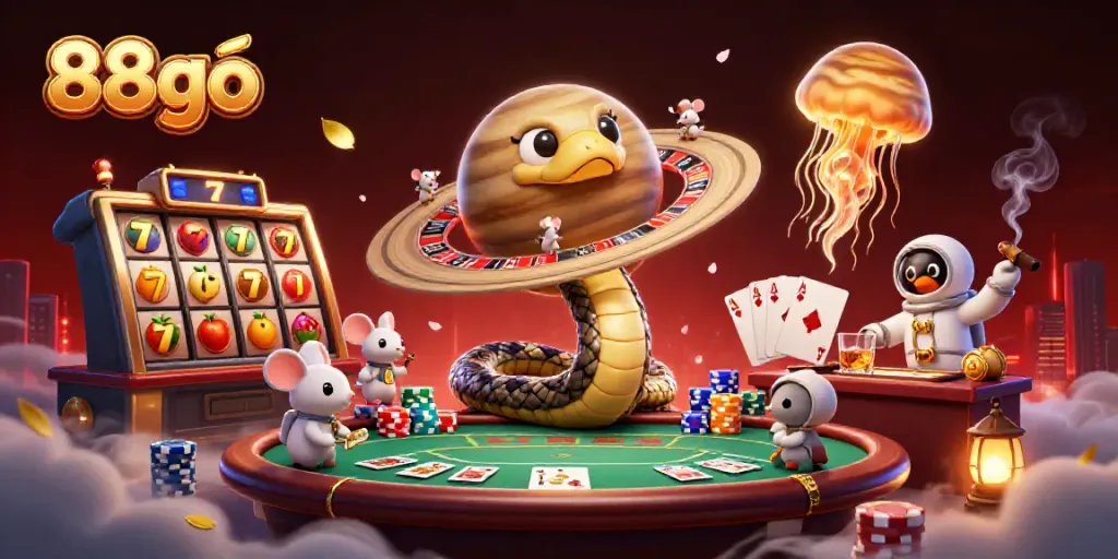 Experience the excitement of 88go with cosmic gaming action featuring vibrant characters and immersive casino elements.
