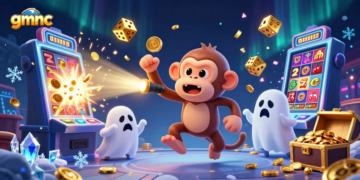Engage with gmnc's dynamic gaming adventure featuring a mischievous monkey and ghost-hunter puppy in a haunted casino.