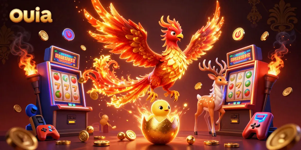 Engage with ouia’s vibrant slots scene featuring a phoenix and a mystical stag.