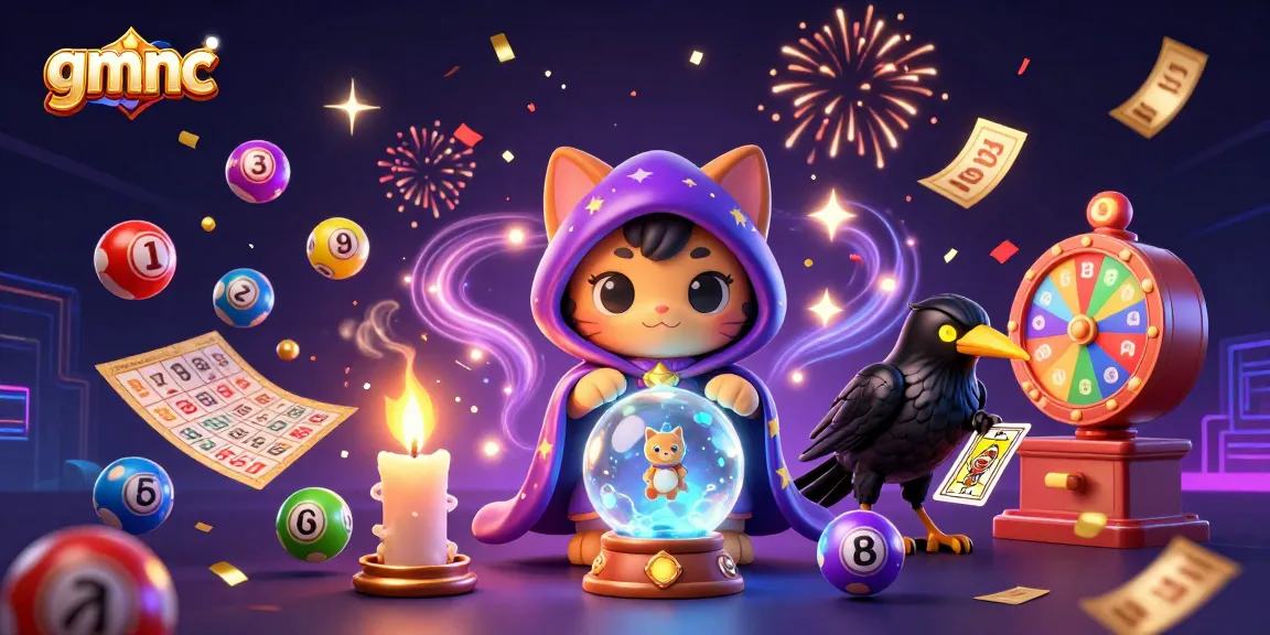 Feel the thrill of gaming with gmnc in this vibrant 3D casino scene filled with fortune-telling cats and dynamic lottery elements.