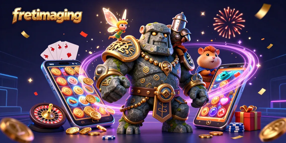Engage with fretimaging in this vibrant 3D casino illustration of fantasy characters surrounded by energizing gaming elements.
