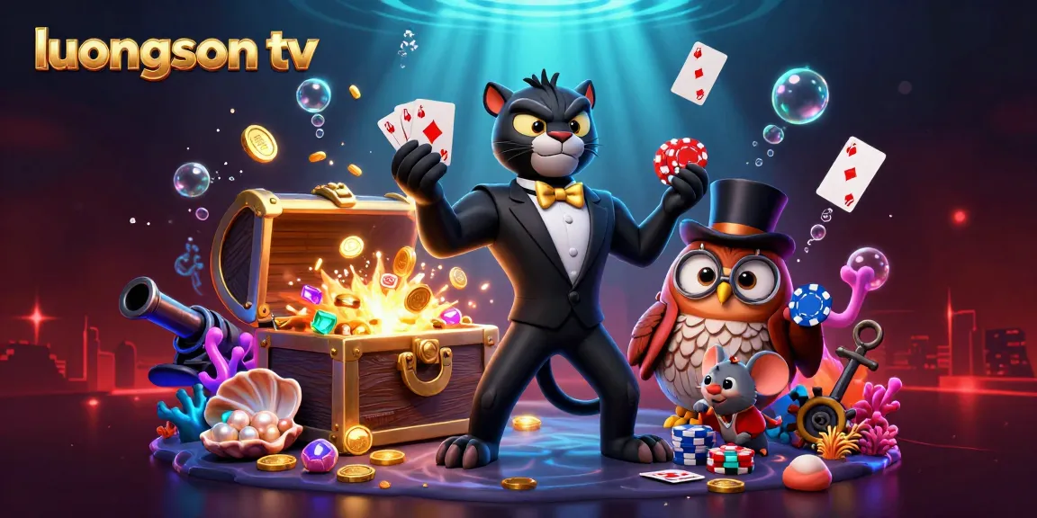 Engage with luongson tv's dynamic gambling scene featuring stylish cartoon characters and underwater treasures.