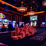 F168 gambling scene featuring vibrant casino tables and engaged players betting.