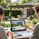 3D-Konfigurator in Aktion, der die Pergola Verkaufssoftware Schweiz für das Außendesign präsentiert.