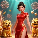 Experience cm88 action with a glamorous woman and dynamic casino elements in a vibrant illustration.
