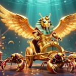 Engage with the exciting world of xoilac in this vibrant 3D casino scene featuring flying slot symbols.
