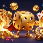 Recruit for a thrilling online casino experience with dynamic golden dice and vibrant game elements.