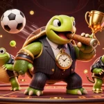 Bet on success with nohu as a snapping turtle mobster leads the gaming action amid vibrant sports elements.