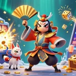Engage with the exciting world of Nhà cái 11Win, featuring vibrant casino elements and dynamic characters.