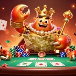 Experience exhilarating gaming adventures at ok9, showcasing a golden crab emperor and vibrant gambling elements.
